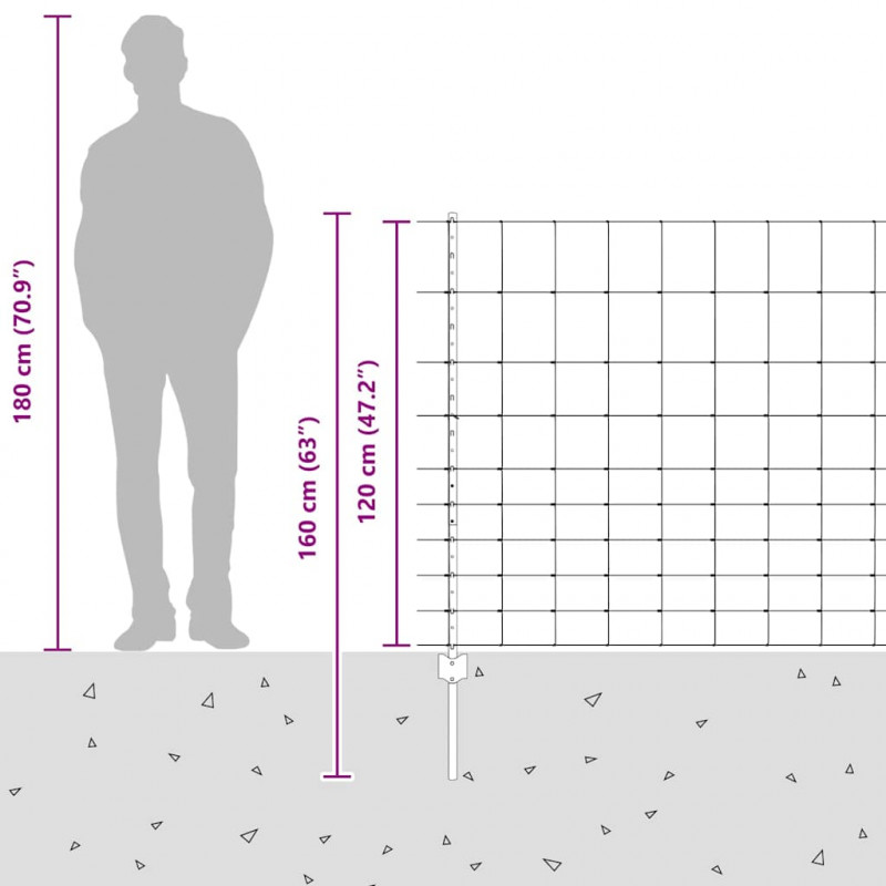 Ogrodzenie z słupkiem Srebrny 1,2 x 50 m Stal