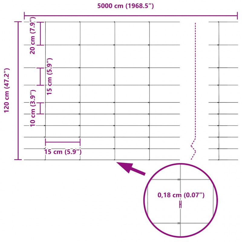 Ogrodzenie z słupkiem Srebrny 1,2 x 50 m Stal