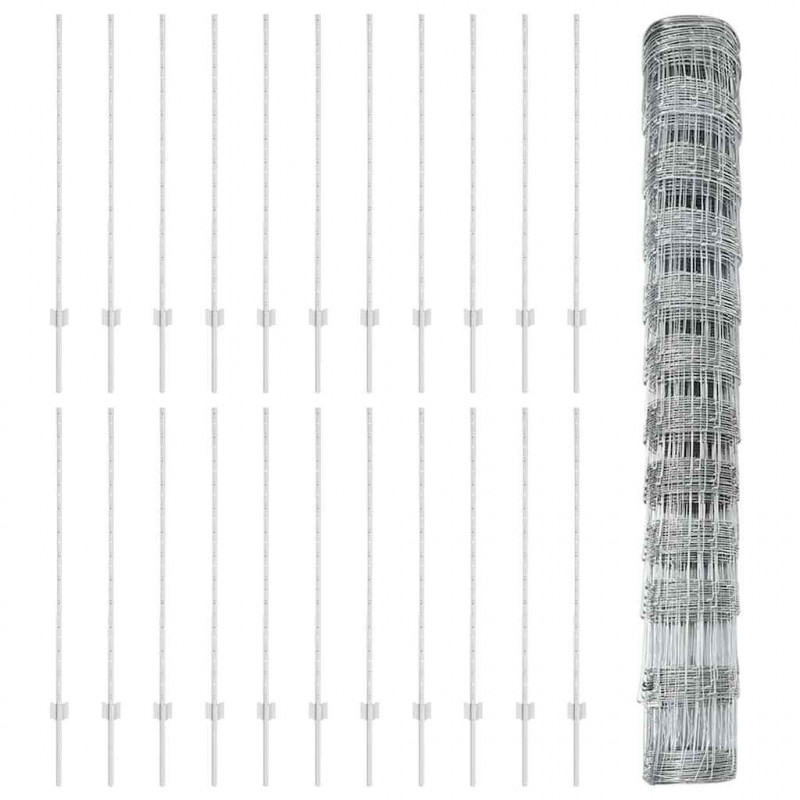 Ogrodzenie z słupkiem Srebrny 1,2 x 50 m Stal