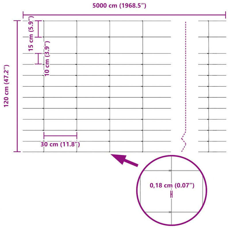 Ogrodzenie z słupkiem Srebrny 1,2 x 50 m Stal