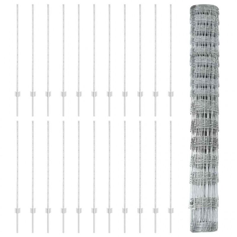 Ogrodzenie z słupkiem Srebrny 1,2 x 50 m Stal