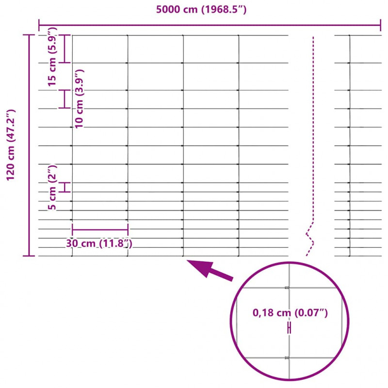 Ogrodzenie z słupkiem Srebrny 1,2 x 50 m Stal