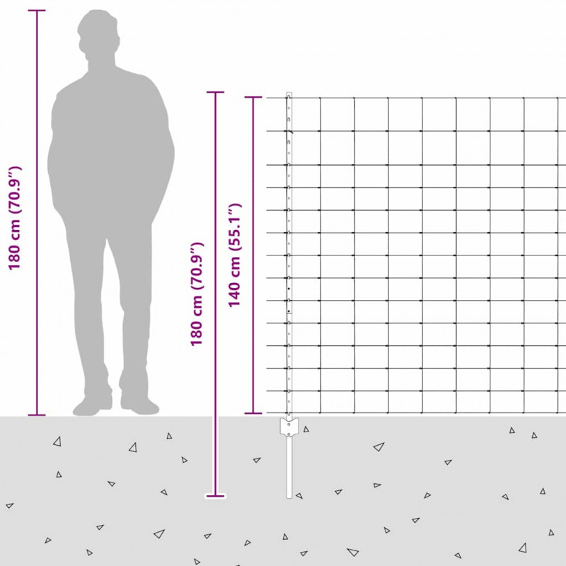 Ogrodzenie z słupkiem Srebrny 1,4 x 50 m Stal