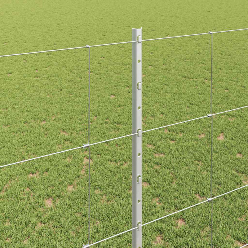Ogrodzenie z słupkiem Srebrny 1,5 x 50 m Stal