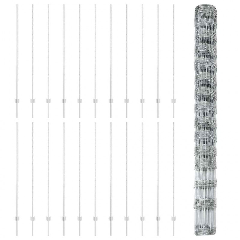 Ogrodzenie z słupkiem Srebrny 1,6 x 50 m Stal