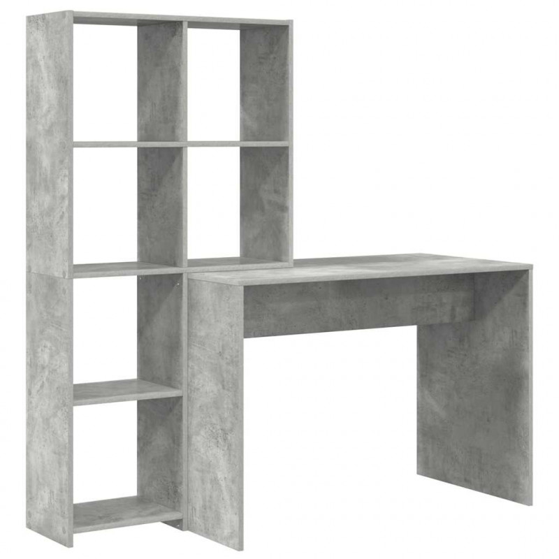 Biurko z półką Betonowy szary 138,5 x 55 x 143 cm