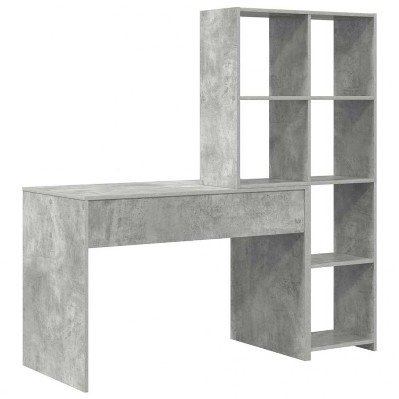 Biurko z półką Betonowy szary 138,5 x 55 x 143 cm