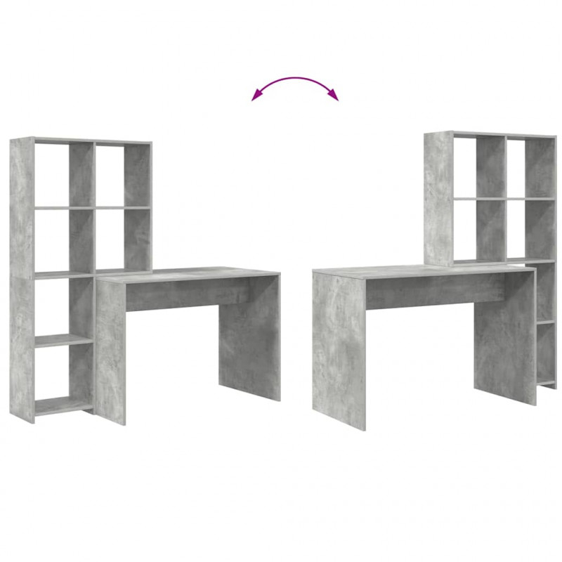 Biurko z półką Betonowy szary 138,5 x 55 x 143 cm