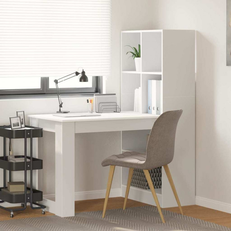 Biurko z półką Biały 122 x 67 x 145 cm Materiał drewnopochodny