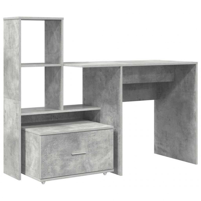 Biurko z szufladą z półką Betonowy szary 131,5 x 50 x 106,5 cm