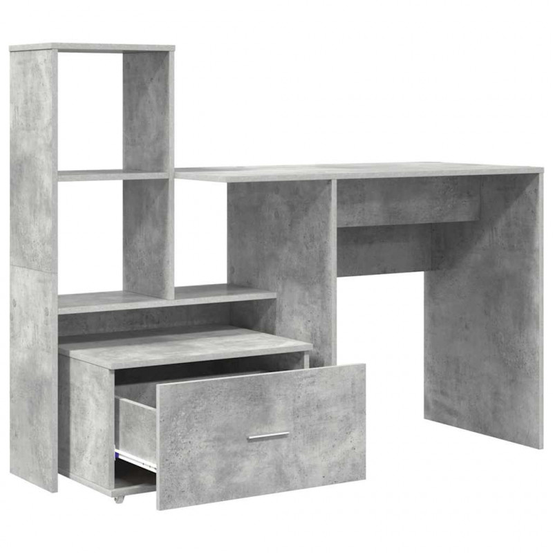 Biurko z szufladą z półką Betonowy szary 131,5 x 50 x 106,5 cm
