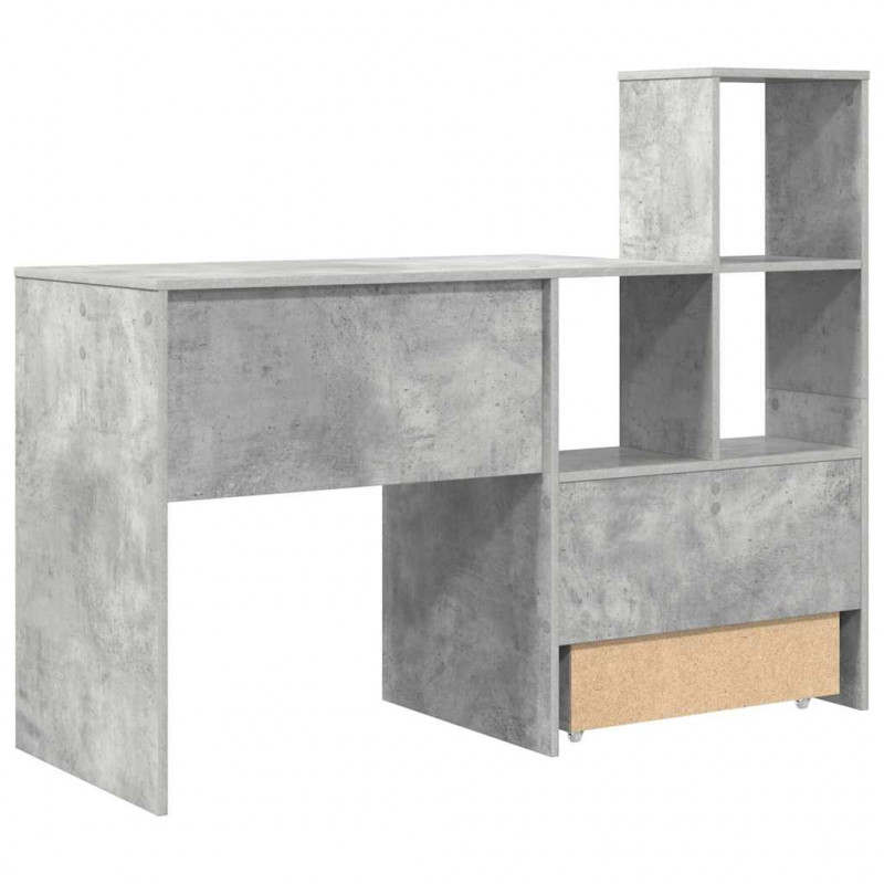 Biurko z szufladą z półką Betonowy szary 131,5 x 50 x 106,5 cm