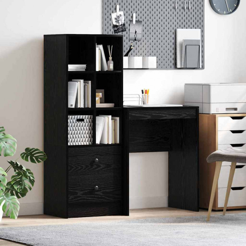 Biurko z szufladą 2 pcs Czarny Dąb