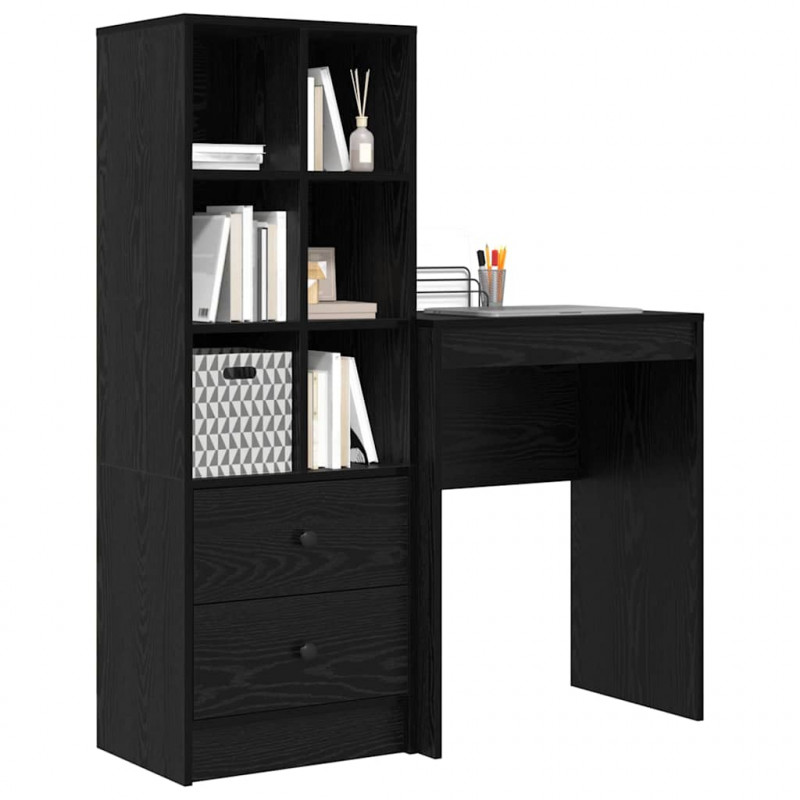 Biurko z szufladą 2 pcs Czarny Dąb