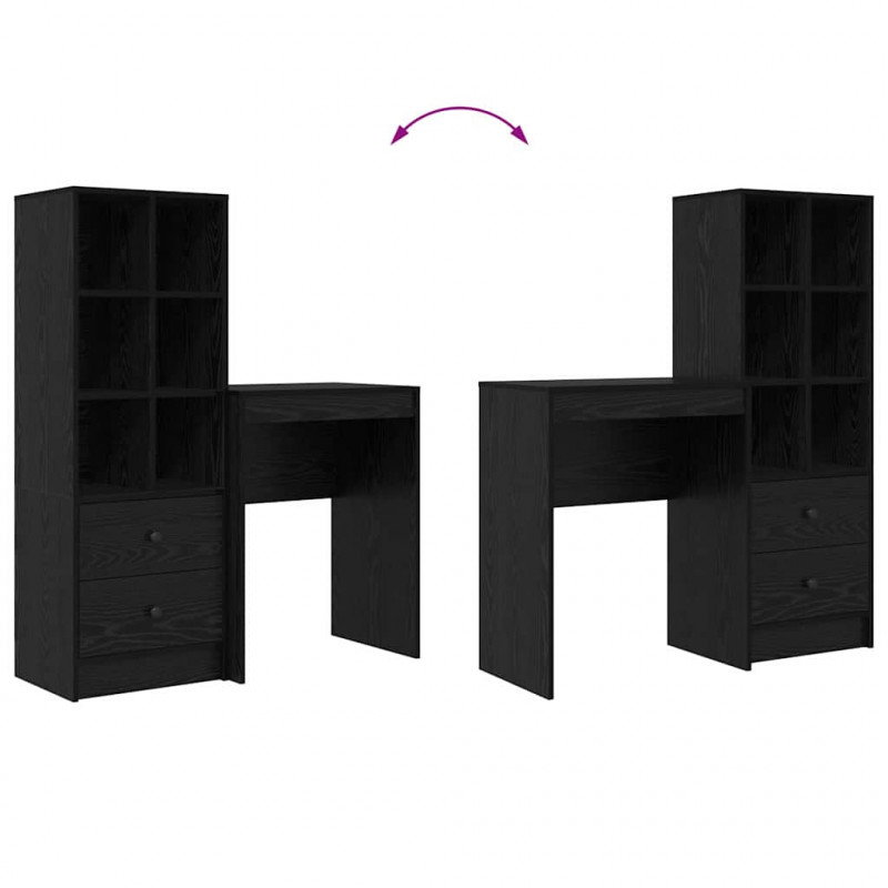 Biurko z szufladą 2 pcs Czarny Dąb