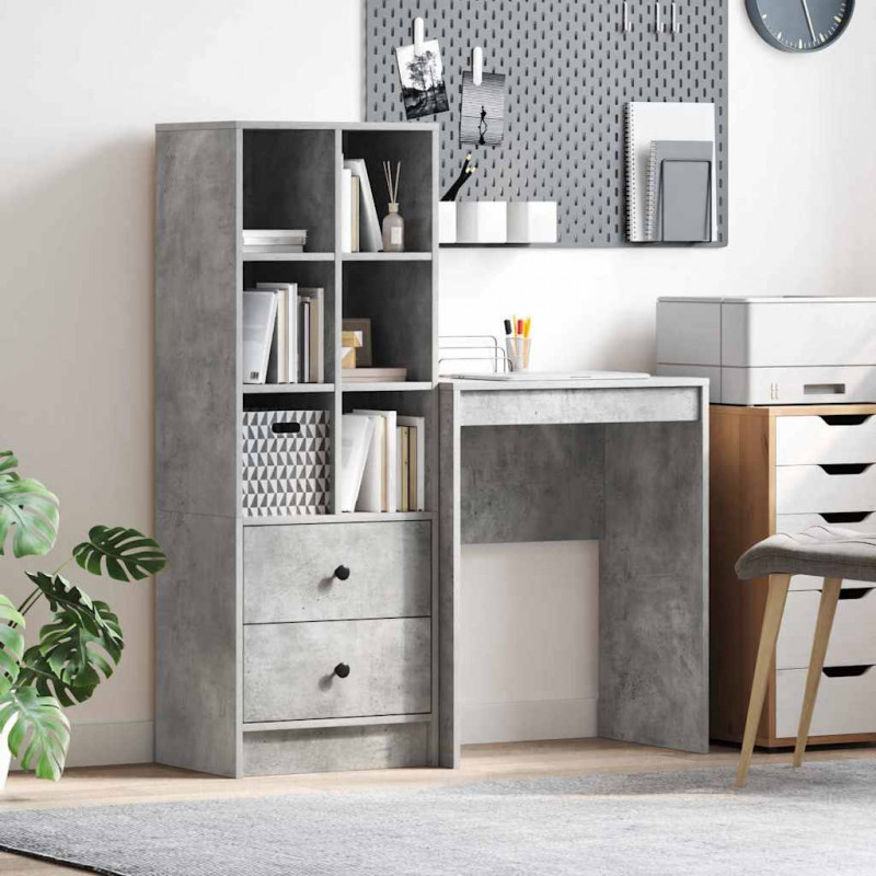 Biurko z szufladą 2 pcs Betonowy szary