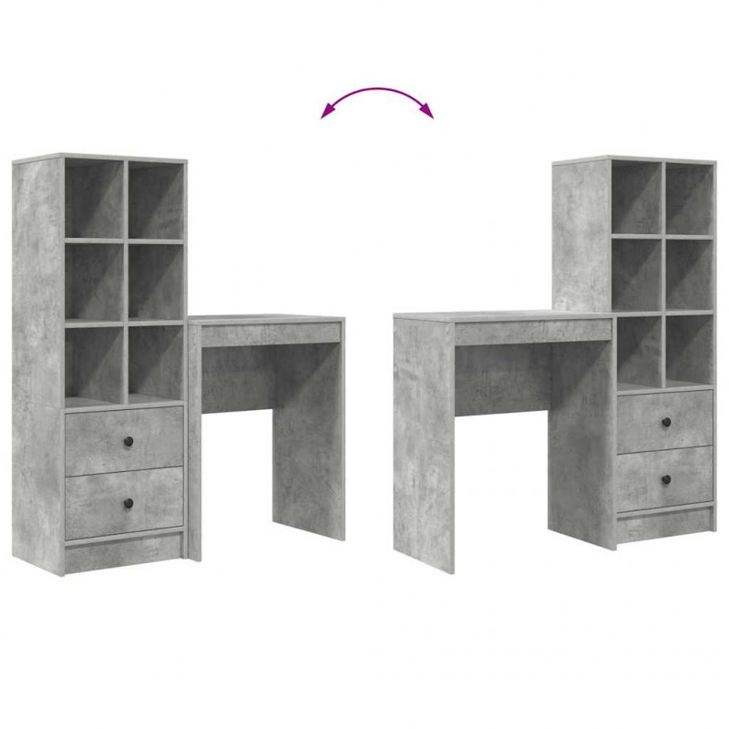 Biurko z szufladą 2 pcs Betonowy szary