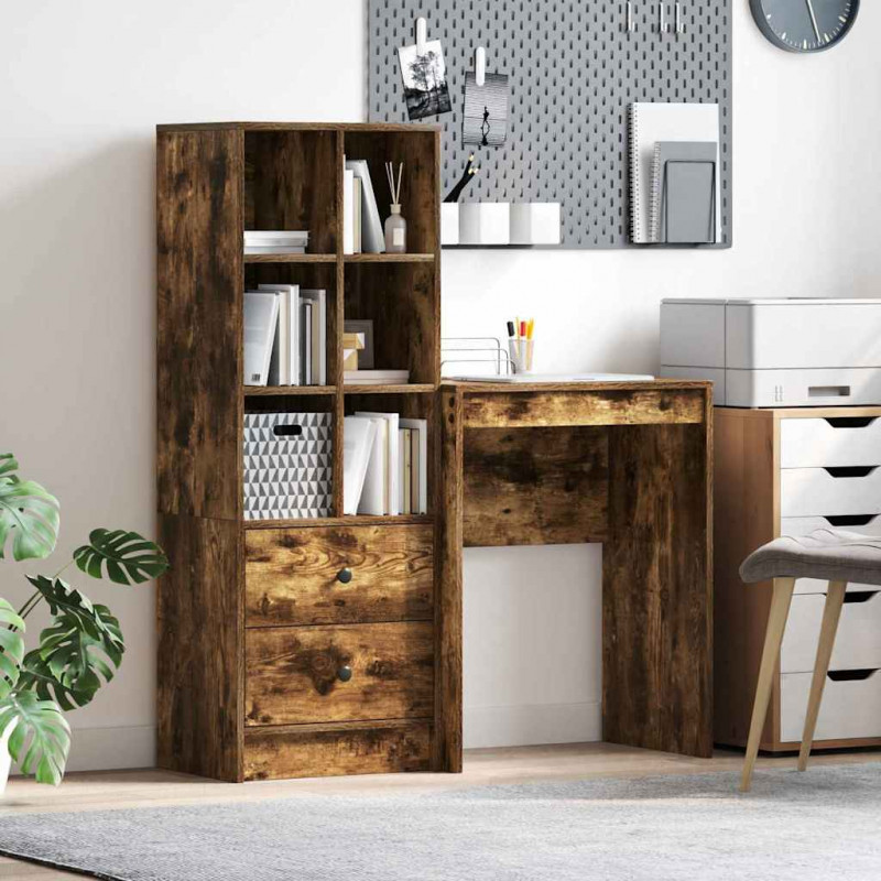 Biurko z szufladą 2 pcs Dąb wędzony
