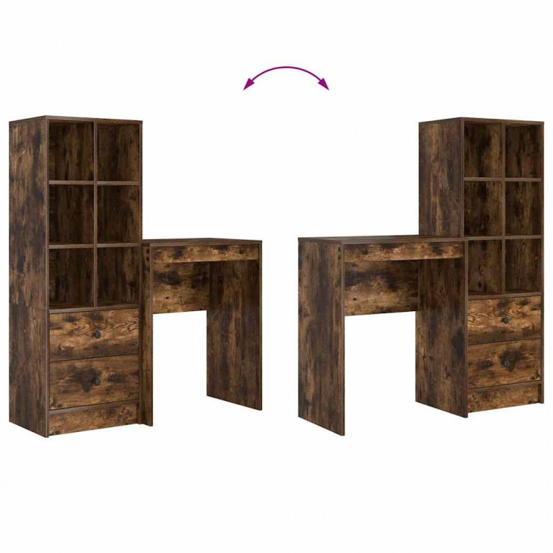 Biurko z szufladą 2 pcs Dąb wędzony