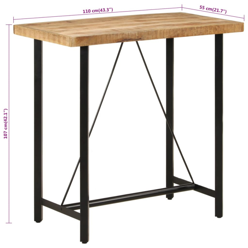 Stolik barowy, 110x55x107 cm, lite drewno mango i żelazo