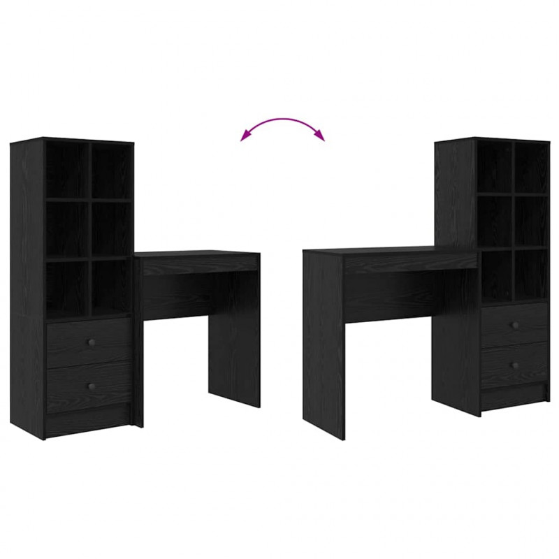 Biurko z szufladą 2 pcs Czarny Dąb