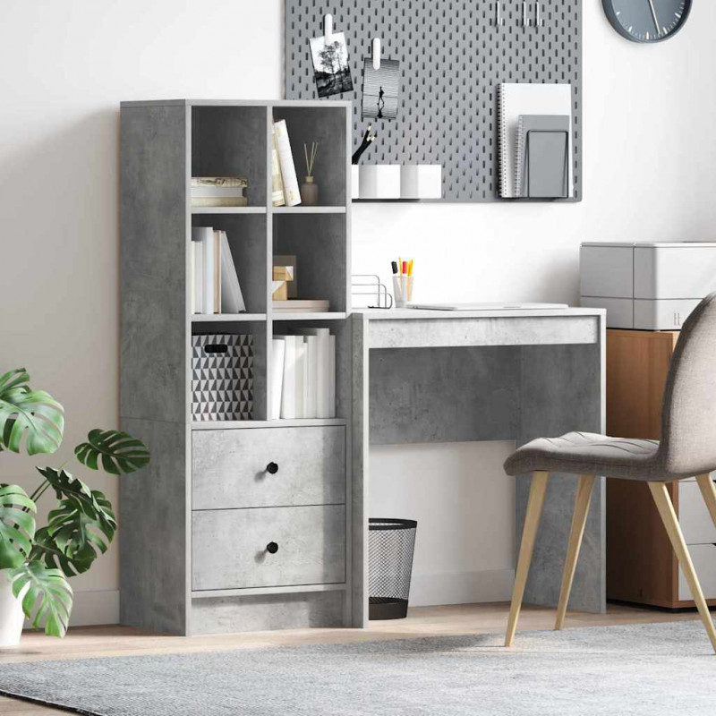 Biurko z szufladą 2 pcs Betonowy szary