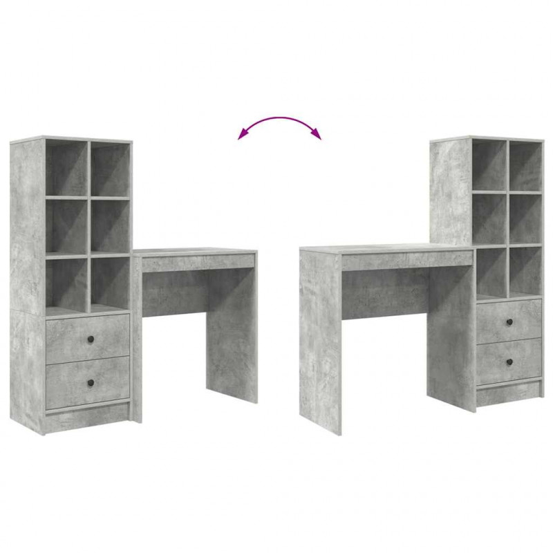 Biurko z szufladą 2 pcs Betonowy szary