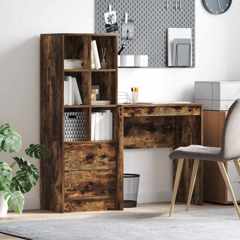 Biurko z szufladą 2 pcs Dąb wędzony