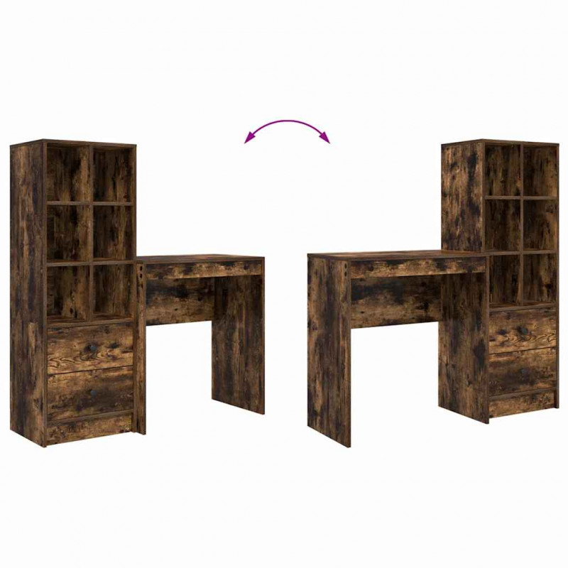 Biurko z szufladą 2 pcs Dąb wędzony