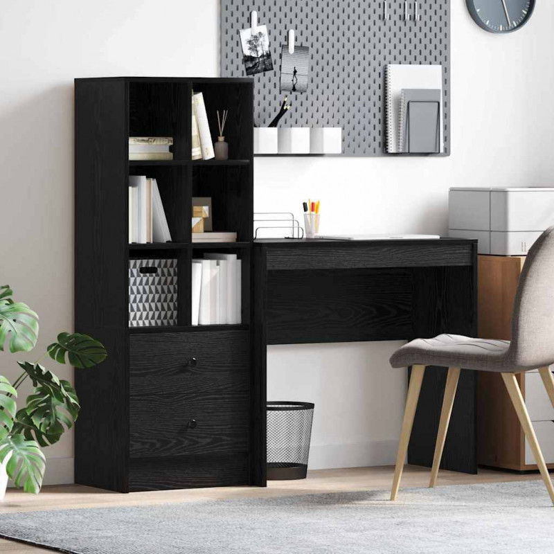 Biurko z szufladą 2 pcs Czarny Dąb