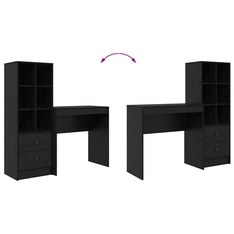 Biurko z szufladą 2 pcs Czarny Dąb
