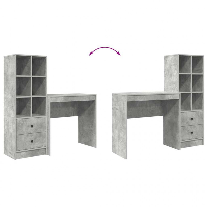 Biurko z szufladą 2 pcs Betonowy szary