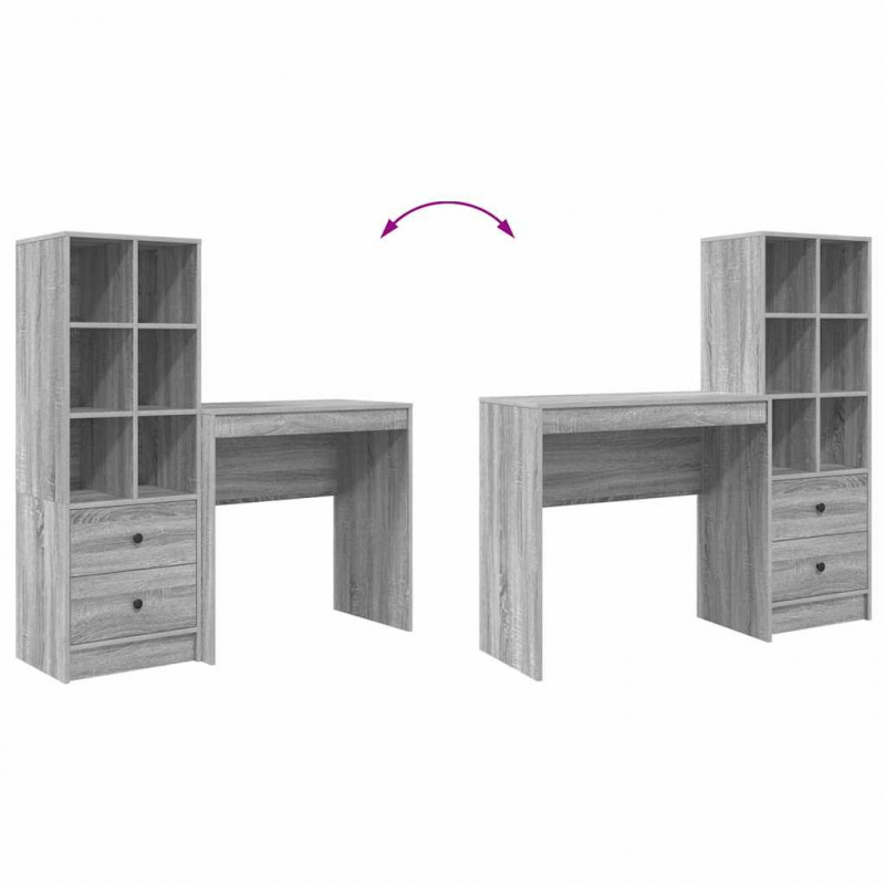 Biurko z szufladą 2 pcs Szary Sonoma