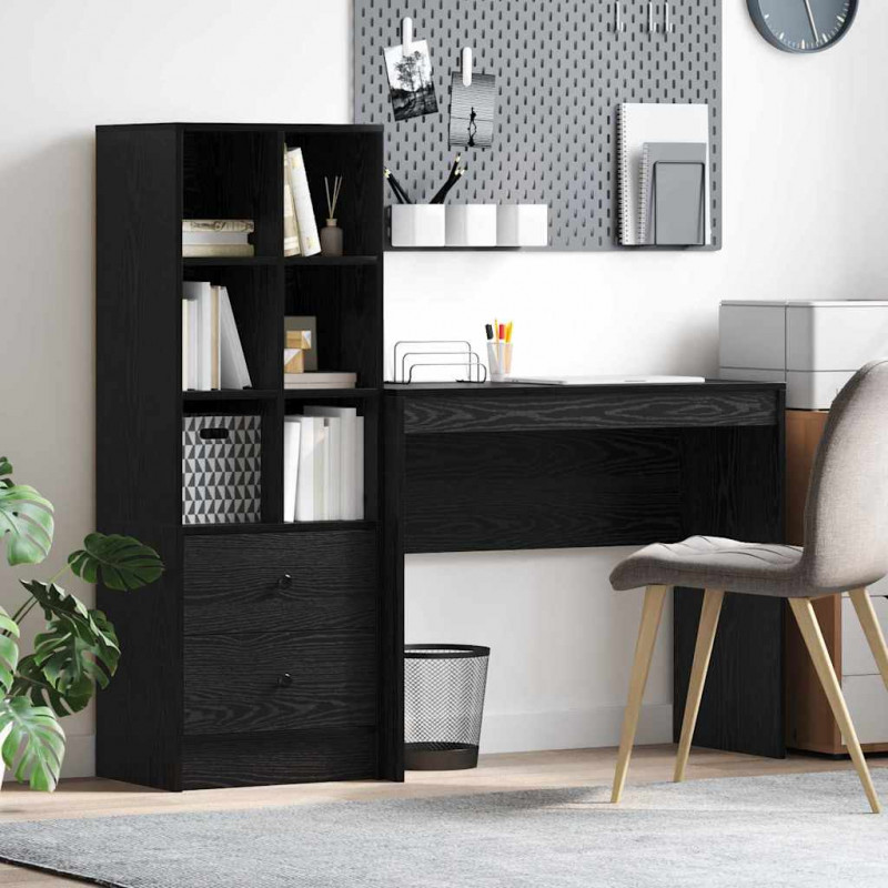 Biurko z szufladą 2 pcs Czarny Dąb