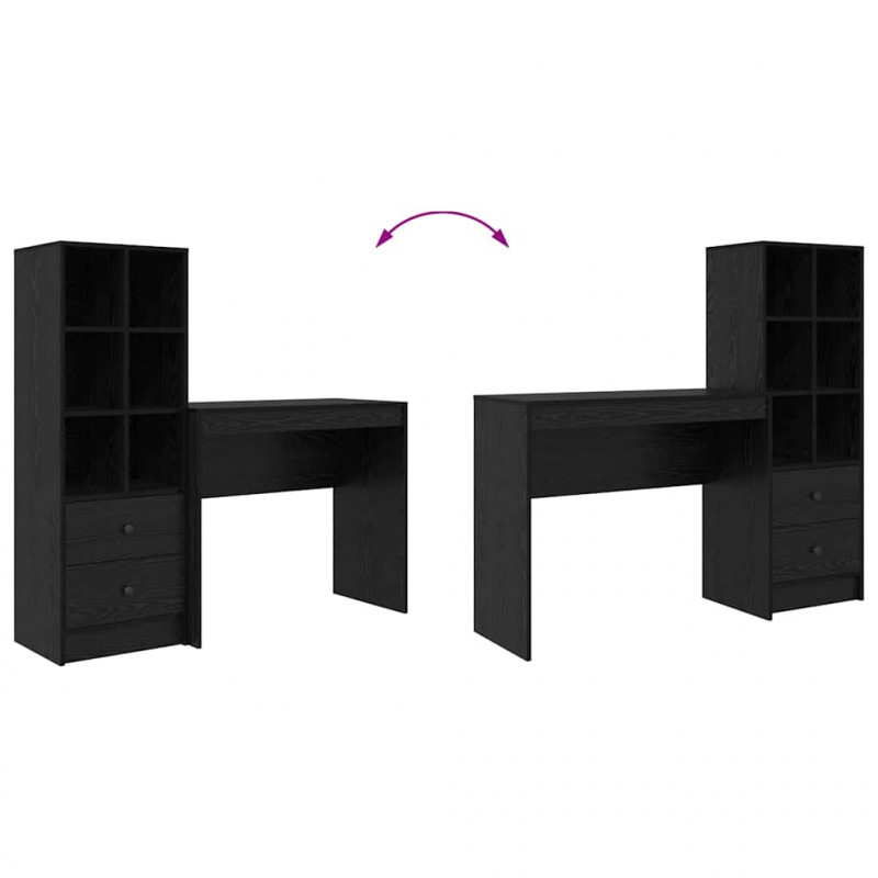 Biurko z szufladą 2 pcs Czarny Dąb