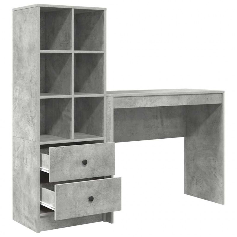 Biurko z szufladą 2 pcs Betonowy szary