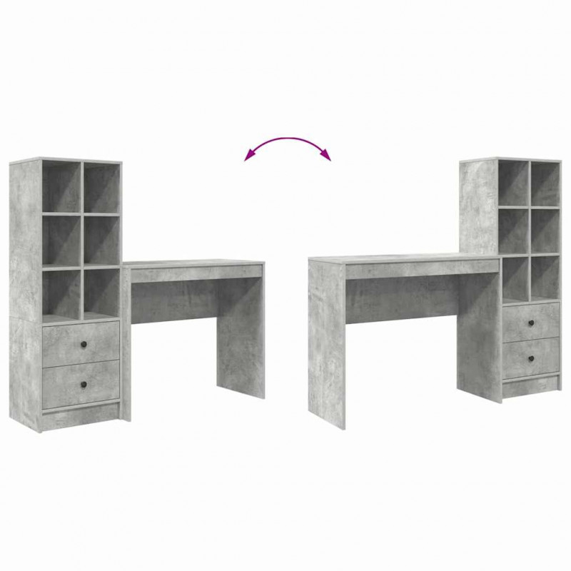Biurko z szufladą 2 pcs Betonowy szary