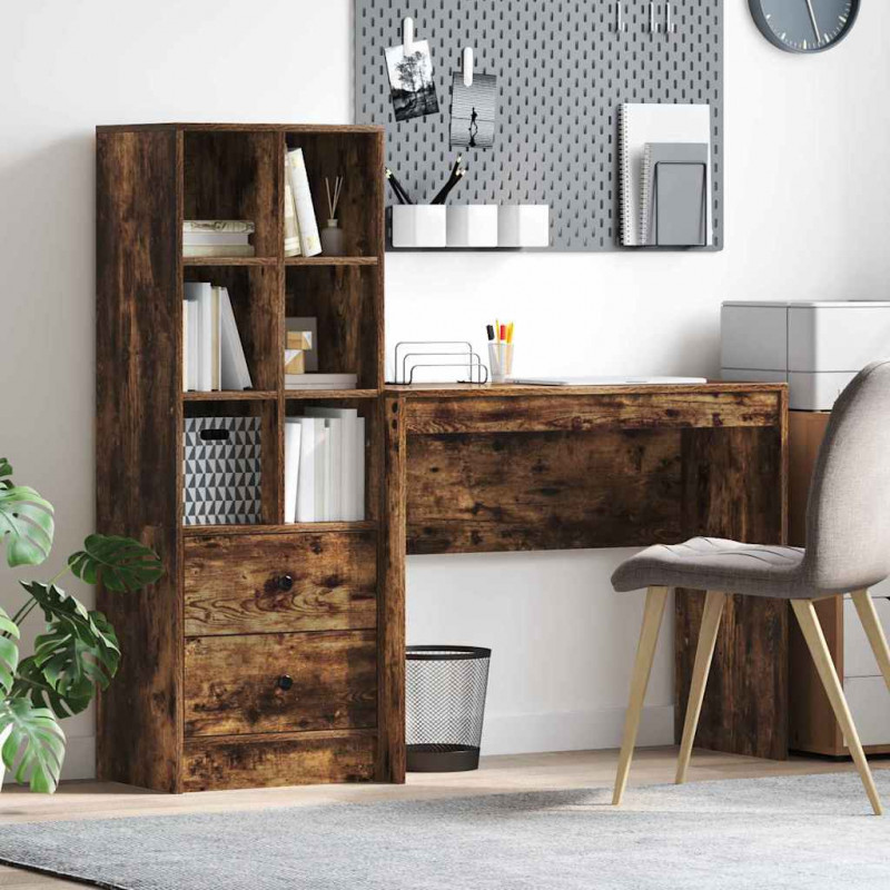 Biurko z szufladą 2 pcs Dąb wędzony