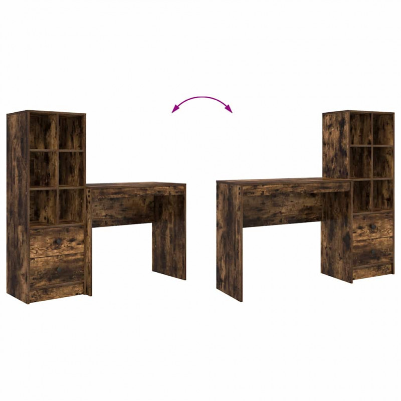 Biurko z szufladą 2 pcs Dąb wędzony