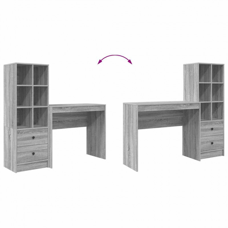 Biurko z szufladą 2 pcs Szary Sonoma