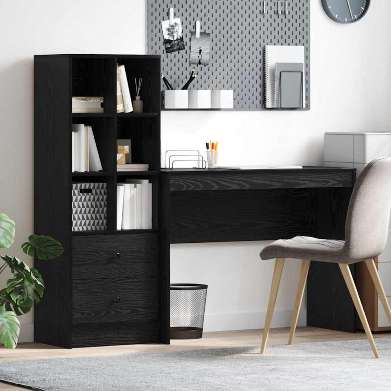Biurko z szufladą 2 pcs Czarny Dąb