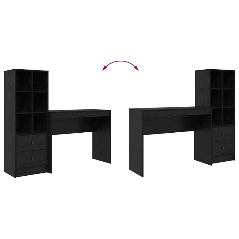 Biurko z szufladą 2 pcs Czarny Dąb