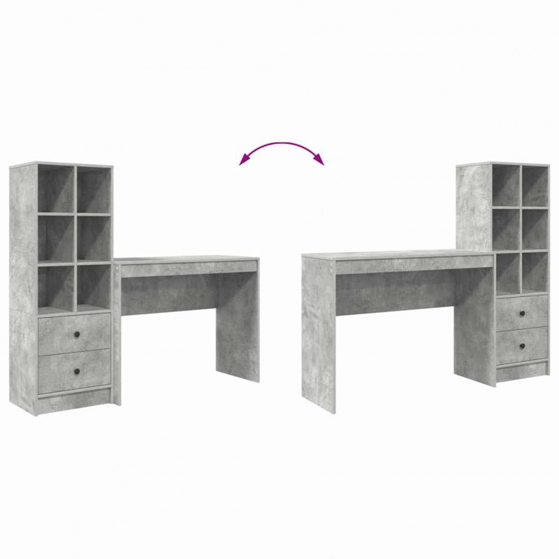 Biurko z szufladą 2 pcs Betonowy szary