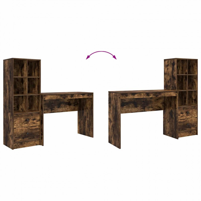 Biurko z szufladą 2 pcs Dąb wędzony
