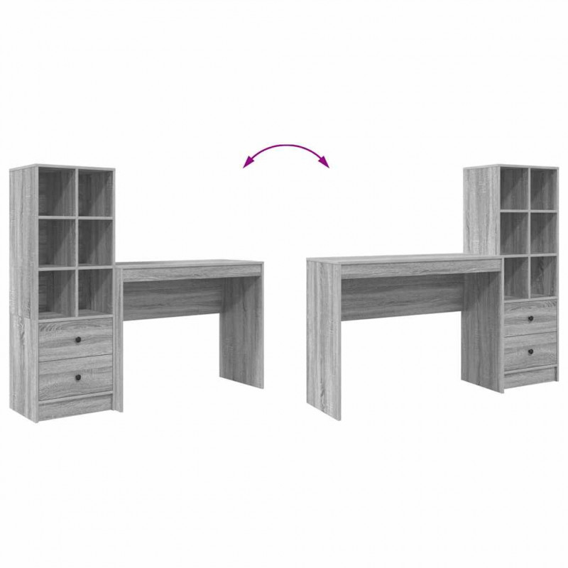 Biurko z szufladą 2 pcs Szary Sonoma