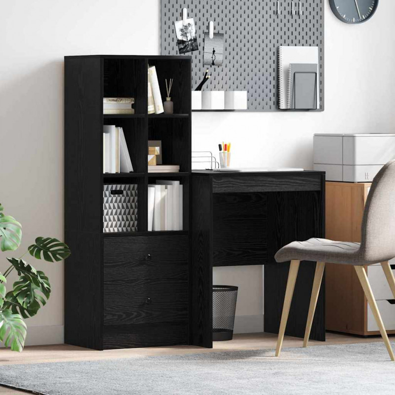 Biurko z szufladą 2 pcs Czarny Dąb