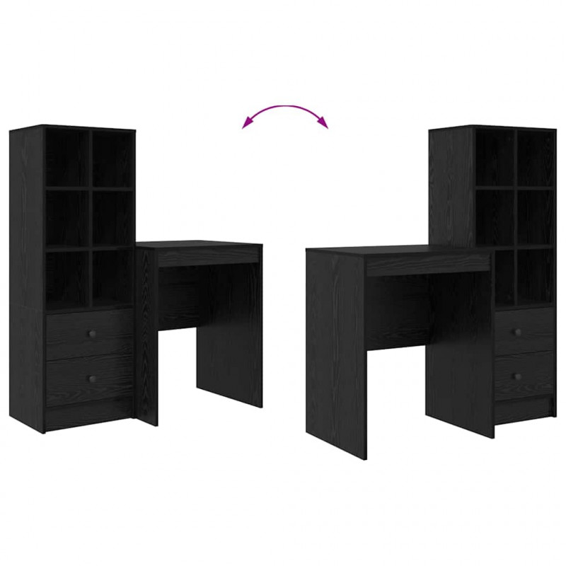 Biurko z szufladą 2 pcs Czarny Dąb