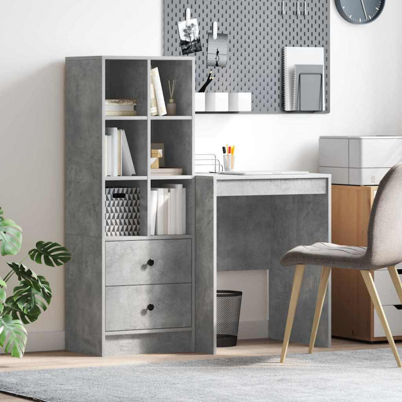 Biurko z szufladą 2 pcs Betonowy szary