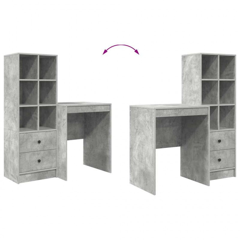 Biurko z szufladą 2 pcs Betonowy szary