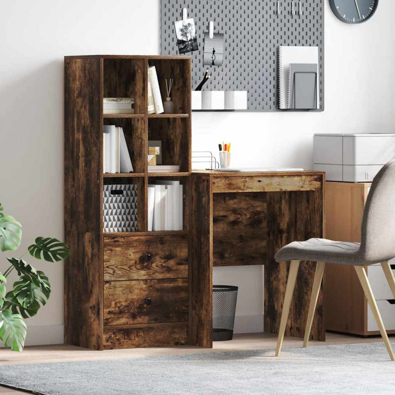 Biurko z szufladą 2 pcs Dąb wędzony